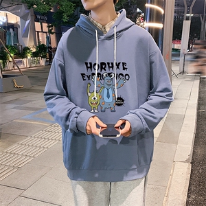 WY2048-P35 加绒款-P40 纯棉连帽卫衣男大码运动帽衫宽松薄外套男图片