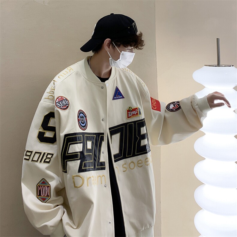 oversize美式棒球服秋季潮牌夹克hiphop高街机车赛车服W5164-P62,男装夹克,星座512-2