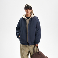 !潮流冬季连帽拉链加绒加厚棉衣情侣撞色棉服外套MY5567-P78，男装棉衣，星座610B-1