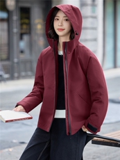 2025年冬季可脱卸两件套休闲连帽短款外套，女装棉衣/棉服，文熹诺