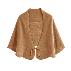 一线成衣配旗袍裙子羊毛披肩斗篷外套中式镂空针织外搭护肩颈围巾，女装羊毛衫，北娇羊绒