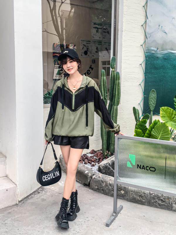 爱美欧秋装现货撞色拼接卫衣，女装卫衣/绒衫，爱美欧