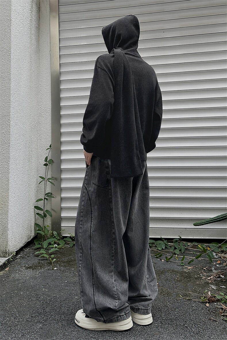 26春款连帽个性造型围巾卫衣慵懒风潮搭潮流上衣HY856P55控88,男装卫衣,电商A102B