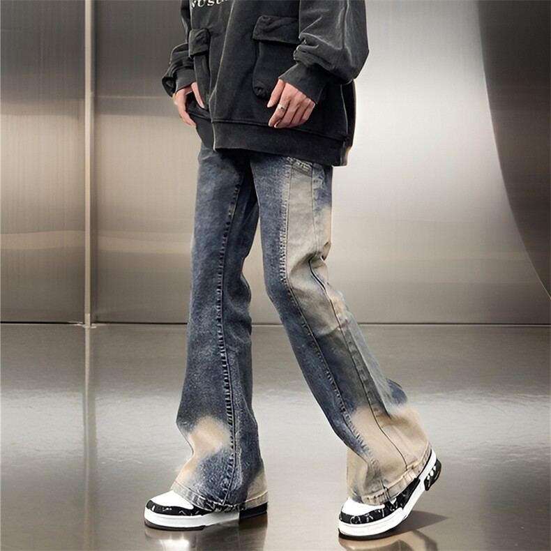春秋新款高街美式复古水洗宽松微喇叭设计感裤A068-KXSK96-TP60,男装休闲裤,电商A068