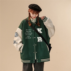 中性风23春季时尚潮流字母印花翻领棒球服夹克外套G602P85控108，男装夹克，A247A