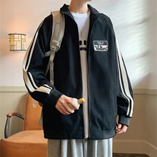 WASSUPHAPPY美式立领夹克男秋冬潮牌运动拼接加绒厚外套休闲上衣，男装夹克，星座1013