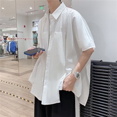 夏季设计感小众韩版潮流休闲衬衣不规则短袖衬衫男W3361-P32，男装衬衫，星座512-2