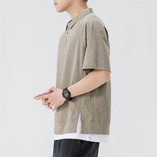 短袖POLO衫男新款2025夏季ins潮牌T恤商务翻领假两件，男装T恤，星座1109