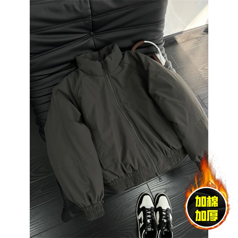 现货美式高街休闲棉衣夹克三防立领纯色户外工装加厚棉服外套图片