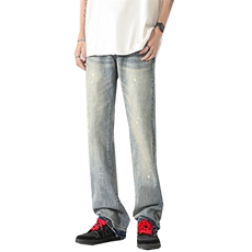 美式高街泼墨斑点宽松直筒休闲牛仔裤A161-S2365-P58，男装牛仔裤，电商A161