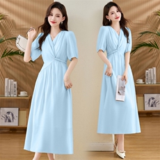 微胖女装锦棉天丝高级感连衣裙女夏2025年夏季新款大码a字裙长裙，女装连衣裙，鑫鑫美