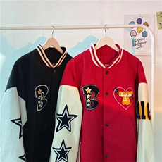星星刺绣棒球服男高街ins拼色宽松夹克春季新款潮牌外套W2777-P65，男装夹克，星座512-2