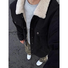 现货加绒牛仔棉服男冬季棉衣外套羊羔绒翻领夹克毛领MY1089-P110，男装夹克，星座1103-3