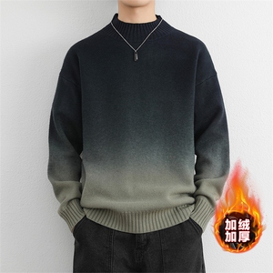 大量备货  加绒加厚秋冬季半高领针织衫潮牌毛线衣男JR9678P65图片
