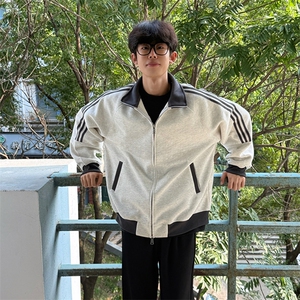 抖音得物高品质美式高街重磅结构设计拼接织带立领卫衣外套CM42
