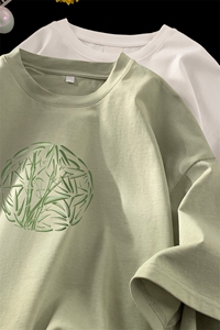新中式短袖t恤男款夏季薄款纯棉2025新款竹子印花国风圆领体恤衫图片