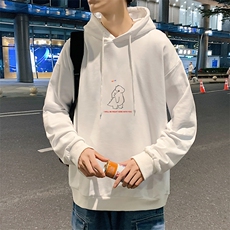 WY2140-P35加绒款-P40纯棉连帽卫衣男大码运动帽衫宽松薄外套男，男装卫衣，电商A040