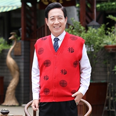 大红色男V领常规