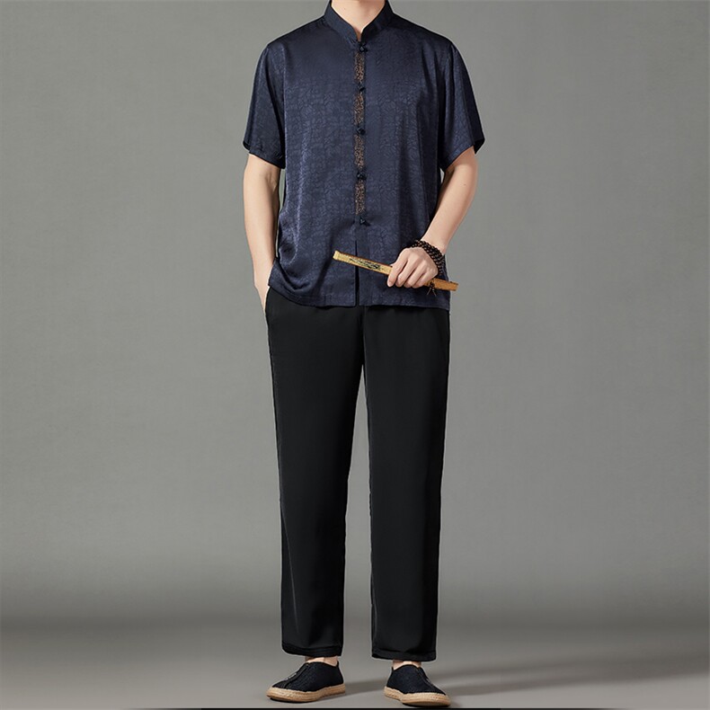 2026夏季薄款高端风中式短袖衬衫套装唐装汉服HL23806-P108,男装休闲套装,星座1105-3