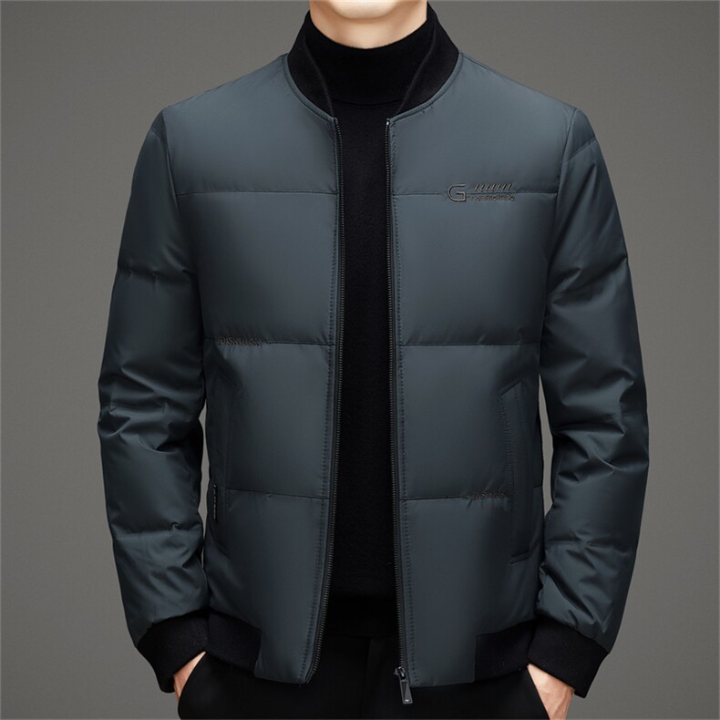 秋冬季男士白鸭绒羽绒服翻领保暖商务品质茄克外套休闲简约男装,男装羽绒服,钱塘6003（原4033）