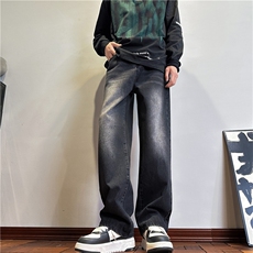 k1093-p45-控68M-5XL现货磨白渐变宽松cleanfit牛仔裤，男装牛仔裤，星座116