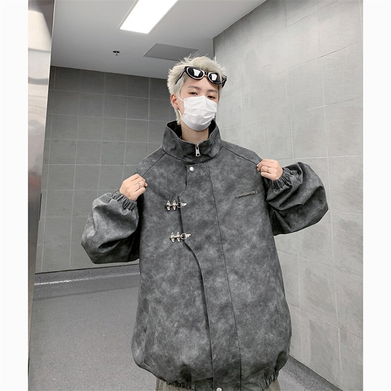 港风大码美式高街纯色宽松立领夹克外套XZ213-JK8934-P108控138,男装夹克,星座213