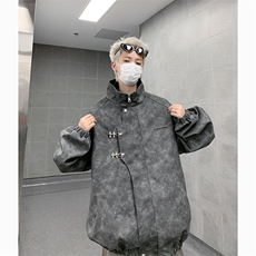港风大码美式高街纯色宽松立领夹克外套XZ213-JK8934-P108控138，男装夹克，星座213