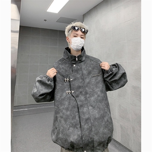 港风大码美式高街纯色宽松立领夹克外套 XZ213-JK8934-P108控138图片