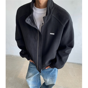 冬装新品 弯刀袖毛呢加棉夹克棉衣休闲纯色加厚外套男 H1021 P118图片