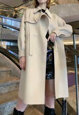 2021秋冬新款爆版肩带斜门襟长款百分百羊毛双面呢，其它，L·H·X