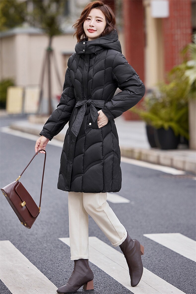 时尚气质棉衣女冬季新款百搭温柔淑女通勤连帽可拆中长款棉服外套,女装棉衣/棉服,韩蔻秀