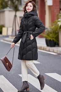 时尚气质棉衣女冬季新款百搭温柔淑女通勤连帽可拆中长款棉服外套图片