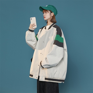 中性风小牛津上衣夹克宽松落肩拼色棒球服外套XZ214-8 JK700-P65图片