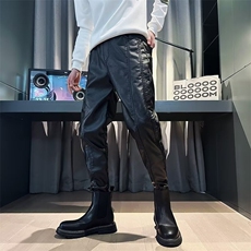 网图加绒加厚潮流韩版痞帅PU机车风束脚ins休闲皮裤PK8893-特P60，男装皮裤，电商C216