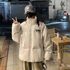情侣装24冬装宽松绣花PU皮棉衣男女冬季棉服面包服外套S367-P128，男装棉衣，电商A233-1