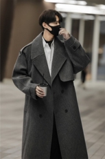 毛呢大衣男女中长款韩系秋冬高级感痞帅风衣外套812-F632-P128，男装风衣，星座812