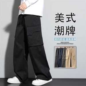 2025秋季美式工装潮牌青少年休闲裤男宽松直筒运动裤K6687-P45图片
