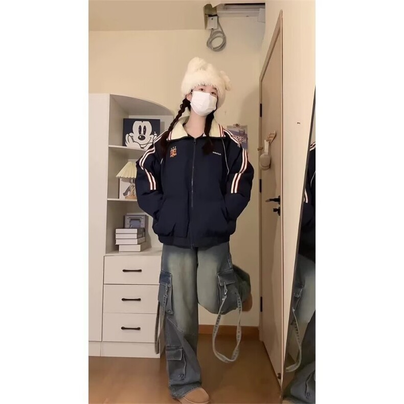 复古运动撞色条纹棉服冬季新款宽松加厚棉衣外套-MY902-网络图,男装棉衣,星座1002-2