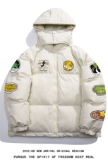 白底22冬季新款INS时尚潮流炸街保暖连帽棉衣MY221P115控158，男装棉衣，电商A247-1