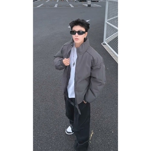 现货冬季美式休闲加厚雪山外套夹克立领纯色三防户外工装棉服图片