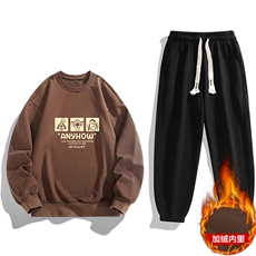外贸跨境现货2025秋冬加绒男士印花休闲卫衣套装大码JR8187-P37，男装休闲套装，星座1816-2（原1210–2）