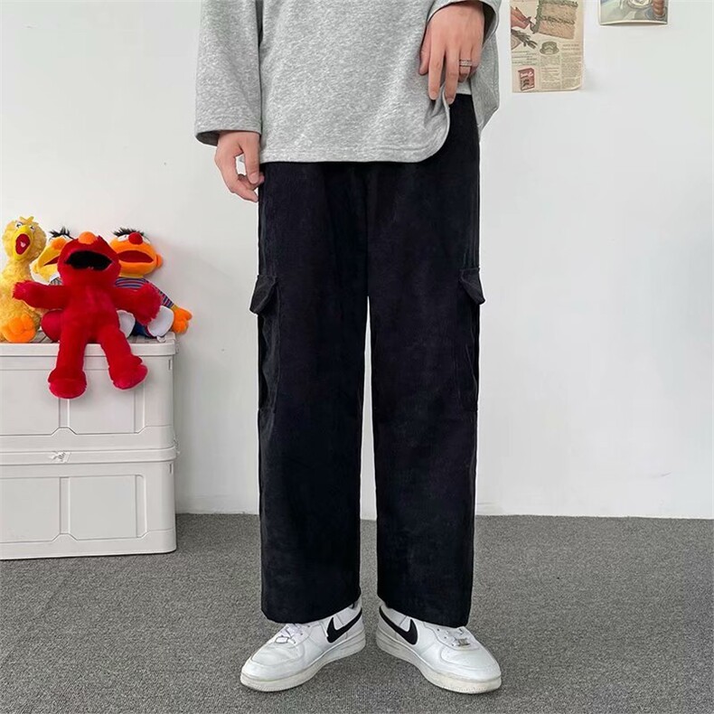 灯芯绒日系工装裤男夏复古休闲ins阔腿裤直筒宽松长裤K1211-P35,男装休闲裤,星座512-2