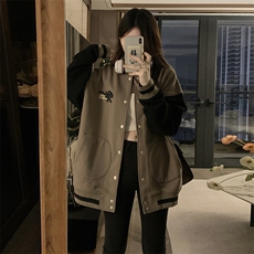 C848-P100街头棒球服秋季新款夹克拼接上衣卫衣外套女学生情侣装，男装夹克，星座911-2(原星座613-2）