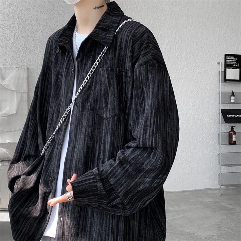 8XL-M灯芯绒长袖衬衫特大码痞帅扎染衬衣美式复古外套CS9002/P55,男装衬衫,电商B238