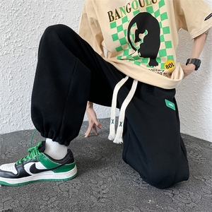 秋季港风休闲裤男包边包条拖地裤宽松大码束脚裤卫裤 KP60 P55图片