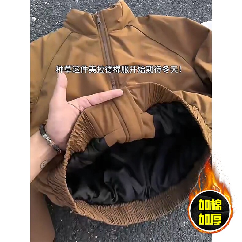现货美式高街休闲棉衣夹克三防立领纯色户外工装加厚棉服外套,男装夹克,电商A486