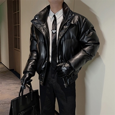 冬季网红高级皮棉衣男立领痞帅休闲宽松皮棉袄加厚M118-P155控185，男装棉衣，电商B267