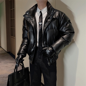 冬季网红高级皮棉衣男立领痞帅休闲宽松皮棉袄加厚M118-P155控185图片