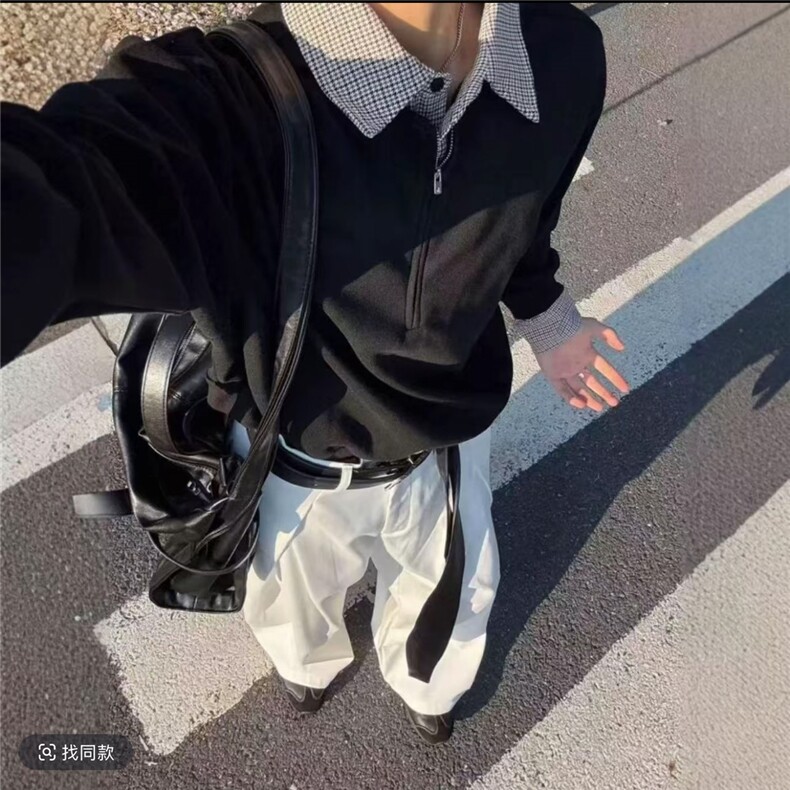 网图！2026春季新款百搭潮流美式长袖T恤男假两件卫衣C26008-TP48，男装T恤，电商C213(原B265)