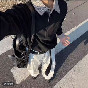 网图！2026春季新款百搭潮流美式长袖T恤男假两件卫衣C26008-TP48，男装T恤，电商C213(原B265)